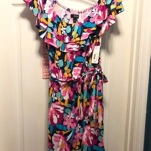 Tropical multi colored floral dress